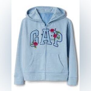GAP Kids Light Blue Hoodie with Floral Accents Size XXL 14-16